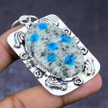 K2 Blue Azurite Gemstone 925 Steling Silver Jewelry Pendant 2.56 K8u16