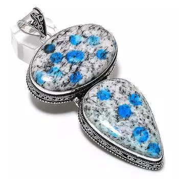 K2 Blue Azurite Gemstone Handmade 925 Sterling Silver Jewelry Pendant 3.62 t0m02