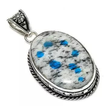 K2 Blue Azurite Gemstone Handmade 925 Sterling Silver Jewelry Pendant 2.25 d1d15