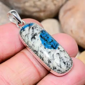 K2 Blue - Azurite In Quartz 925 Sterling Silver Pendant 1.76 SP1465-273
