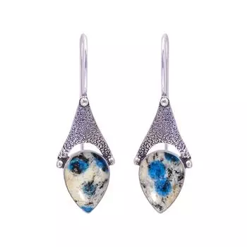 K2 Blue Azurite - Pakistan 925 Sterling Silver Earring V9667, Gray & Blue Earring, Pear Earring, Valentin s Day Gift, Gift For Her, Birthday Gift, Han