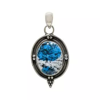 K2 Blue Azurite - Пакистанская подвеска из стерлингового серебра 925 пробы V4796, серо-голубая подвеска, овальная подвеска, подарок на День святого Валентина, подарок для нее, подарок на день рождения, Хан