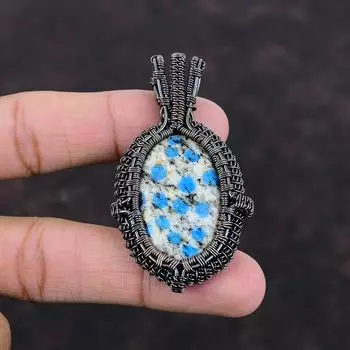 K2 Джаспер Кулон Медная проволока Обернутый кулон Ювелирные изделия из драгоценных камней Кулон ручной работы Медные ювелирные изделия Дизайнерский кулон Подарок для женщин Ювелирные изделия из проволоки