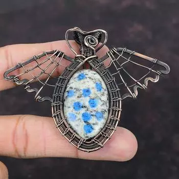 K2 Джаспер Подвеска Медная проволока Обернутая Подвеска Подвеска с драгоценным камнем K2 Яшма Медная подвеска для ювелирных изделий Для подарка Подвеска в виде бабочки Ювелирные изделия ручной работы