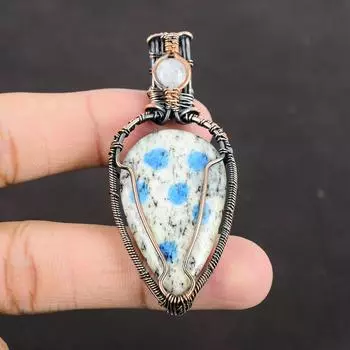 K2 Jasper Copper Pendant Copper Wire Wrapped Jewelry Gemstone Pendant Handmade Copper Wire Pendant Rainbow Moonstone Pendant Gift For Mother