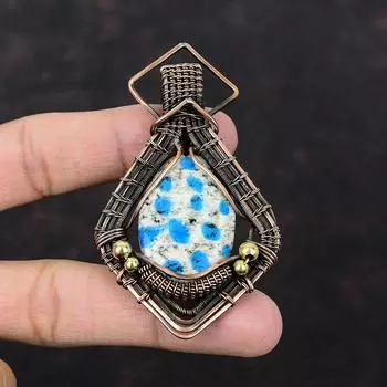 K2 Jasper Pendant Copper Wire Wrapped Gemstone Pendant Elegant Pendant Copper Jewelry Handmade Pendant Gift For Him Dainty Wire Wrap Jewelry