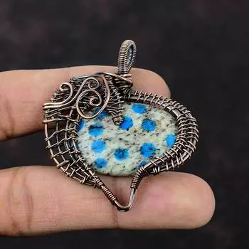 K2 Jasper Pendant Copper Wire Wrapped Gemstone Pendant Stylish Pendant Copper Jewelry Handmade Decent Pendant Gift For Her Wire Wrap Jewelry