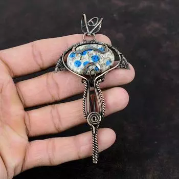 K2 Jasper Pendant Copper Wire Wrapped Pendant Original Gemstone Pendant Copper Jewelry Handmade Brand New Pendant K2 Jasper Jewelry For Gift