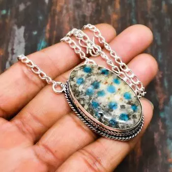 K2 Синий азурит, ювелирные изделия ручной работы из стерлингового серебра 925 пробы с драгоценными камнями 18 Inches синий