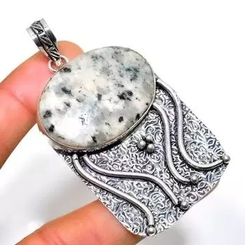 K2Blue Азурит, 925 проба, посеребренная подвеска ручной работы, 2,65 дюйма 2.65 белый