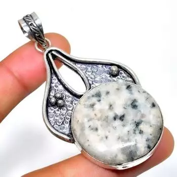 K2Blue Азурит, 925 проба, посеребренная подвеска ручной работы, 2,65 дюйма 2.65 белый