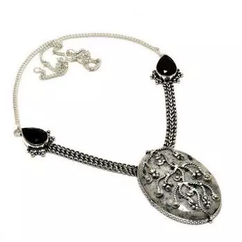 K2Blue Азурит, черная шпинель, драгоценный камень 925, посеребренное ювелирное ожерелье, 18 дюймов 18 белый