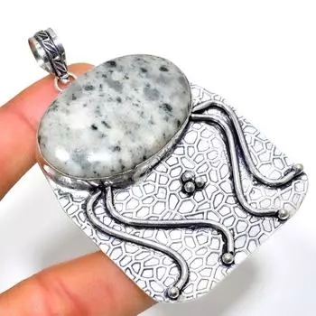 K2Blue Азурит, драгоценный камень 925 пробы, посеребренный ювелирный кулон ручной работы 2,84 дюйма 2.84 белый