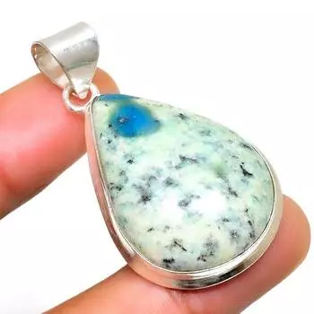 K2Blue Азурит, драгоценный камень 925 пробы, посеребренный ювелирный кулон ручной работы 1,70 дюйма 1.70 белый