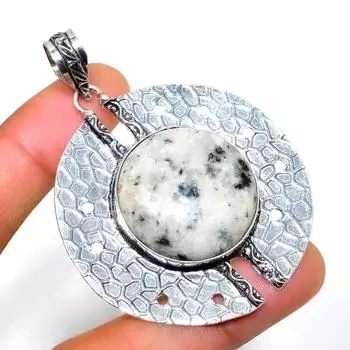 K2Blue Азурит, драгоценный камень 925 пробы, посеребренный ювелирный кулон ручной работы 2,46 дюйма 2.46 белый