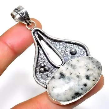 K2Blue Азурит, драгоценный камень 925 пробы, посеребренный ювелирный кулон ручной работы 2,46 дюйма 2.46 белый