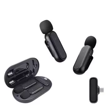 K61 Двойной 2,4 ГГц Мини Петличный Микрофон Беспроводной Микрофон С Зарядным Чехлом Смартфон