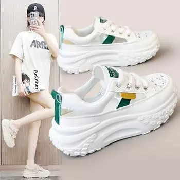 K6713 новые белые туфли, женские дышащие летние туфли с толстой подошвой, увеличивающие высоту, повседневная обувь, женские кроссовки 35