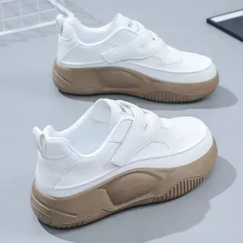 K8610 Женские белые туфли, новые зимние туфли на толстой подошве, увеличивающие высоту, износостойкие спортивные универсальные туфли с одинаковым низким верхом 35