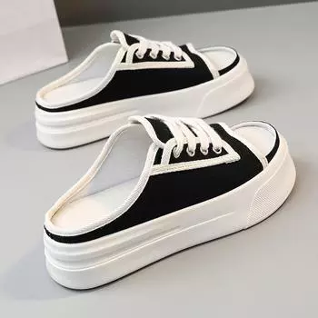 K8701 парусиновая обувь, полутапочки, летняя универсальная обувь, дышащие тапочки на платформе, увеличивающие рост, студенческие сандалии для женщин 35