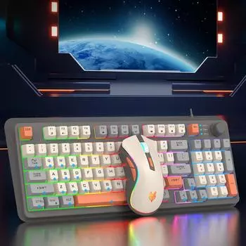 K8 Customized Mechanical Keyboard 94 Keys Hot-Switched Gaming Keyboard with Mouse RGB Backlight Wire Keyboard for Laptop Desktop