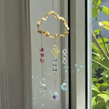 k9 Кристалл Suncatcher Cloud Shape Подвеска с натуральным камнем Призма Радуга Ловец Солнца Домашнее Искусство Ремесло Подвесной Уличный Декор зелёный