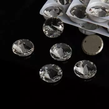 K9 Мягкий Круглый Заостренный Поверхность Плоское Дно Двойное Отверстие Стекло Ручной Шитье Дрель, Белый Ab Разноцветный Одежда С Бриллиантом Сделай Сам Кристалл 10 * 10Mm 36pcs/bag