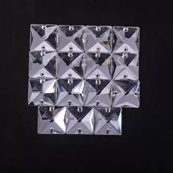 K9 Мягкий Квадратный Плоское Дно Двойное Отверстие Стекло Ручной Шов Сверло, Белый AB Разноцветная Одежда Со Стразами Сделай Сам Кристальные Стразы 22 * 22Mm 15pcs/bag