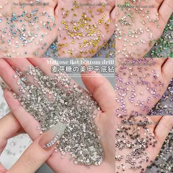 K9 Nail Art Malt Diamond с плоским дном, небольшой прозрачный белый пшеничный колос, бриллиант специальной формы, ювелирные изделия для дизайна ногтей 100 Small Bag