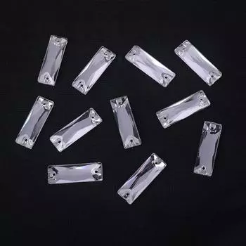 K9 Weichen Длинная полоса Плоское дно Двойное отверстие Стеклянная ручная дрель, Белый Ab Цветная одежда с алмазным DIY Кристалл дрель 6 * 18Mm 24pcs/bag