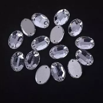 K9 Weichen Овальная плоская двойная стеклянная ручная дрель с плоским дном, белая абс цветная одежда с алмазным сверлом для самостоятельного изготовления кристаллов 17 * 24mm 12pcs/bag