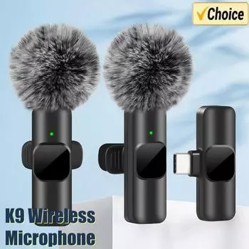 K9 Wireless Microphone For Android 2 Microphones For iPhone Video Recording Interviews And Plug and Play Noise Reduction 1in1 TpyeC