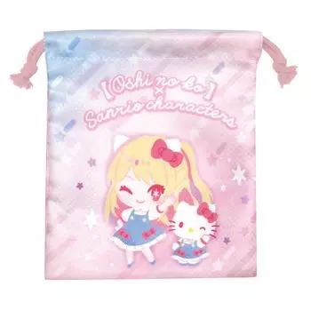 K Company Oshinoko x Sanrio Characters Drawstring Purse Ruby Hello Kitty H205 x W180mm OSAC-KC-RB
