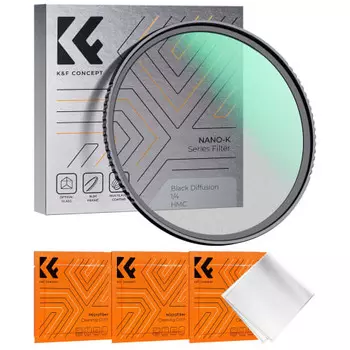 K&F Concept 67mm Black Mist 1/4 Filter Soft Effect 1/4 Contrast Adjustment Soft Delineation Filter Multilayer Nano Coating Aviation Aluminum Material
