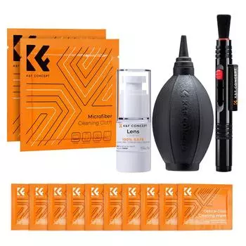 K&F Concept Camera Cleaning Kit 15-в-1 Набор для чистки камер 15 мл очиститель + салфетка + ручка для чистки объектива + груша + чистящая салфетка принадлежности для ухода