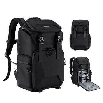 K&F CONCEPT Hard Shell Camera Backpack Водонепроницаемая сумка для зеркальных/цифровых зеркальных камер 25 л Большая вместимость чёрный