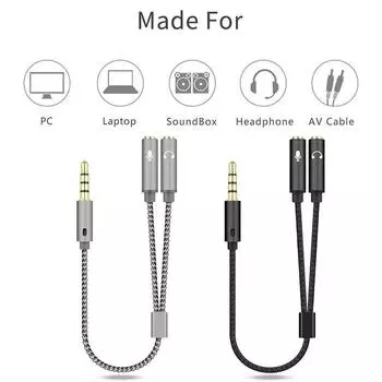 К ноутбуку стерео адаптер наушники микрофон Y-разветвитель аудиокабель цифровые кабели кабель шнур адаптер чёрный