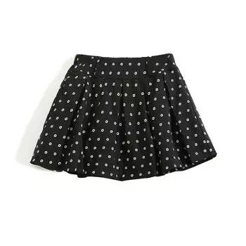 K/opposite/4 Summer New Arrival Foreign Trade Women s Clothing Fashion Fresh Nature Elastic Waist Pleated Short A- line Skirt Pants Black S