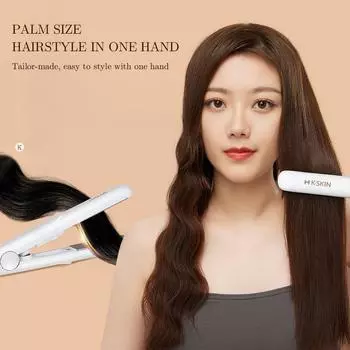 K·SKIN K7 Мини-бигуди и выпрямитель для волос двойного назначения Маленькая прямая машинка для стрижки прямых волос Маленькая машинка для стрижки Bang Fluffy Perm Машинка для стрижки волос K7 Машинка для стрижки розовый