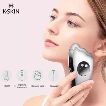 K-SKIN KD817 Скребковая доска Guasha, косметический инструмент, бытовой инструмент для массажа лица, микротоковый индукционный инструмент для всего тела красный