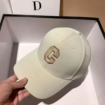 K-style C Letter Baseball Cap Women s Big Head Circumference Fashion All-Match Casual Japanese Sun-Poof Peaked Cap Fashion Beige Adjustable