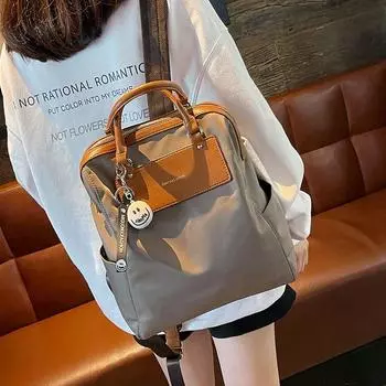 K-style Casual Lightweight and Large Capacity Oxford Cloth Backpack 2025 New Arrival Waterproof All-Match Commute Travel Mountaineering Bag Apricot Gray
