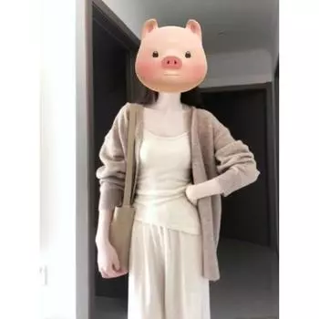 K-style Хип-хоп Праздный Стиль Мягкий Клейкий Нежный Кардиган Khaki S Suggested 37.50 kg-45.00 kg