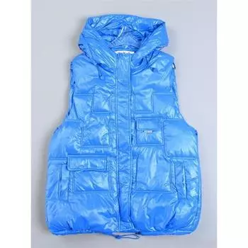 K-style Hooded Men and Women Cotton-Padded Waistcoat 12.3 L80927 Glossy Parka Parka Sleeveless Thermal Cotton-Padded Coat 1 Baolan L