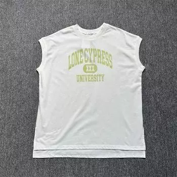 K-style Letter Sleeveless Long Casual Fashion T-shirt Skirt White sleeveless Print large edition t M