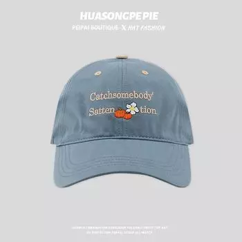 K-style Letters Embroidered Peaked Cap Women s Spring and Summer Soft Top Couple Sun Hat Campus All-Match Face-Looking Small Baseball Cap Men C3734 Blue Adjustable