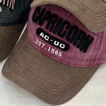 K-style New Arrival Est1985 Washed Cowboy Hat Baseball Cap Color Block Embroidery Alphabet Peaked Cap Travel Sun Hat Rose Red M(56-58cm)