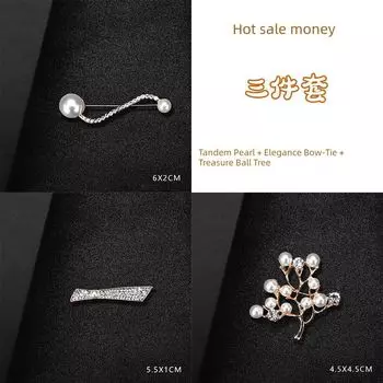 K-style Women s Elegant Elegance Fashion Collar Pearl Brooch Combination of three pack 6#