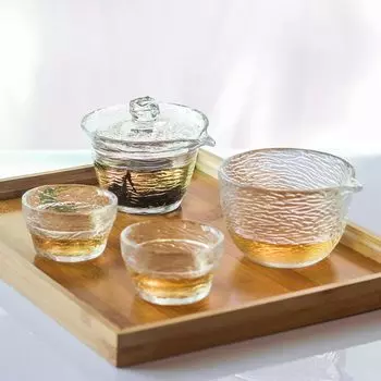 Kaaipee Tea Cup Heat Resistant Glass Teapot Chinese Tea Glass Tea Cup Set with Storage Travel Tea Portable Tea Transparent Set, Set, Utensil, Cup,