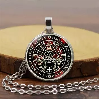 Каббала Оккультные Девятые Врата Демонология Экзорцист Сердце Ангела Сезон Ведьм Ретро Сплав Круглый Стеклянный Кулон Ожерелье Ювелирные Изделия Подарок